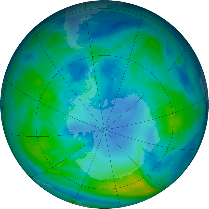 Antarctic ozone map for 29 April 1987